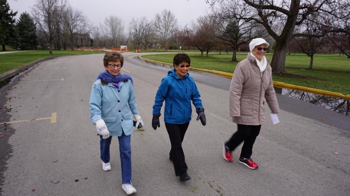 Mary Ann Beaman (left), Mayumi Kwan (middle) and Barbara Redman are members of the Happy Hoofers, who have been strolling on the Greenbelt and through Boise parks since 1981.