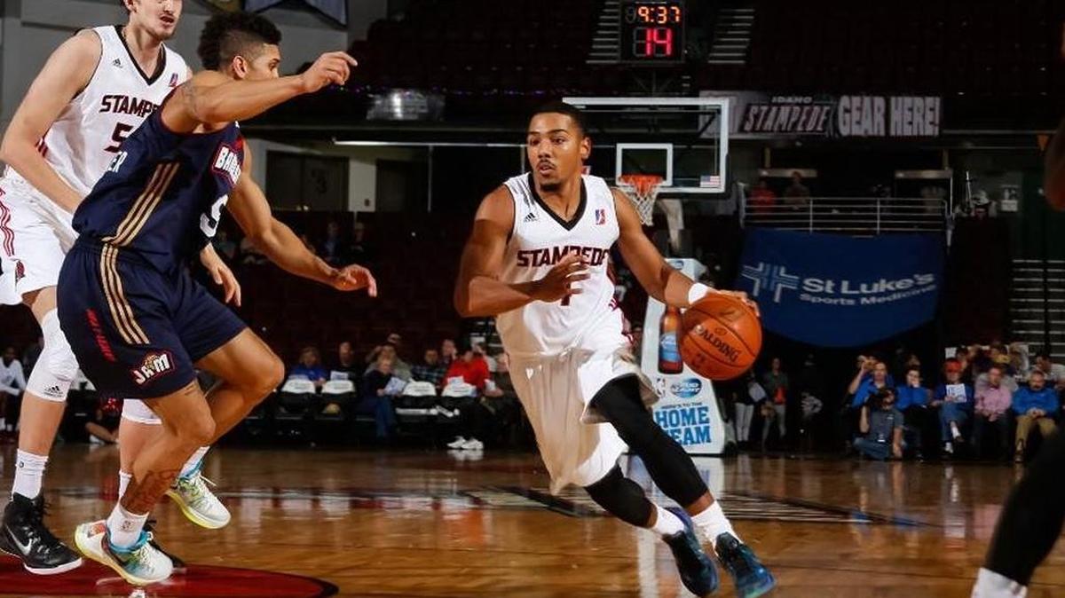Idaho guard Phil Pressey drives against the Bakersfield Jam on Dec. 12, 2015 at CenturyLink Arena in Boise. The Utah Jazz announced Monday they are moving the Stampede to Salt Lake City.