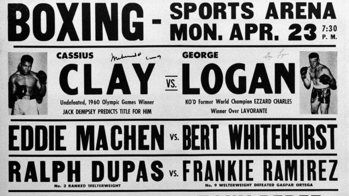 A signed poster from the Muhammad Ali-George Logan fight.