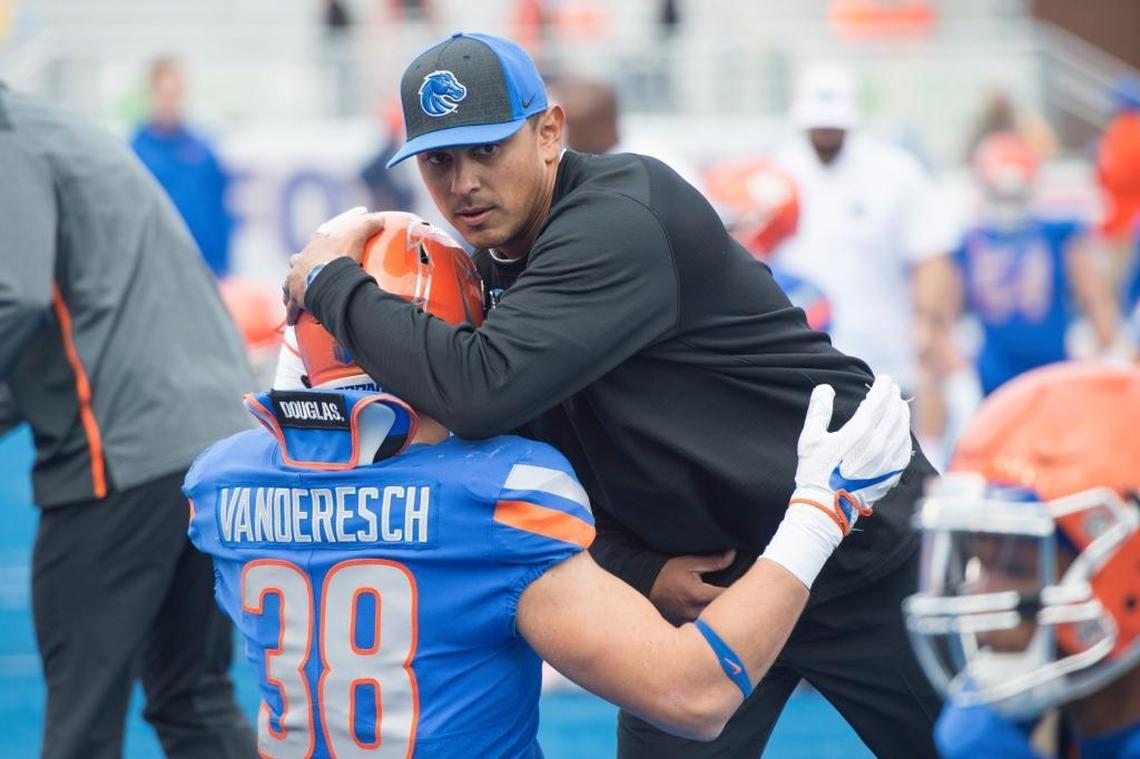 Andy Avalos has built strong relationships with his players through his coaching career, including former star linebacker Leighton Vander Esch.