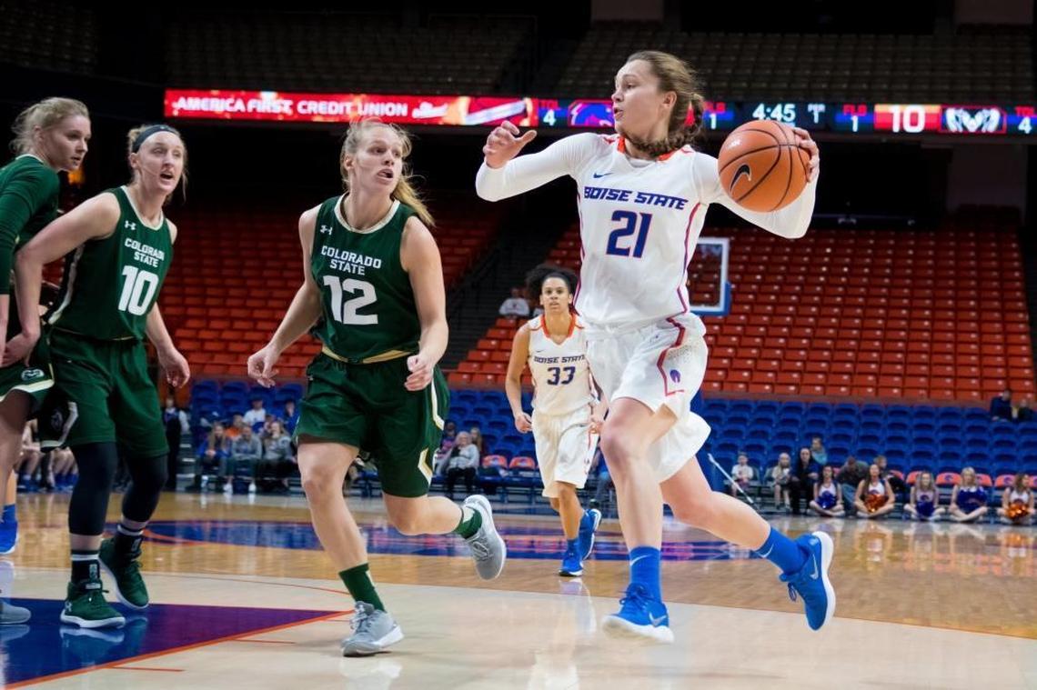 Boise State sophomore Riley Lupfer developed into one of the nation’s best shooters during Mountain West play, which helped the Broncos win the conference title.