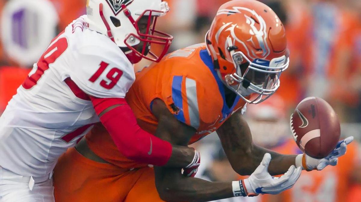 Boise State wide receiver Cedrick Wilson gains control of a 58-yard reception against New Mexico. The Broncos need big plays from guys other than Wilson to give their offense some spark.