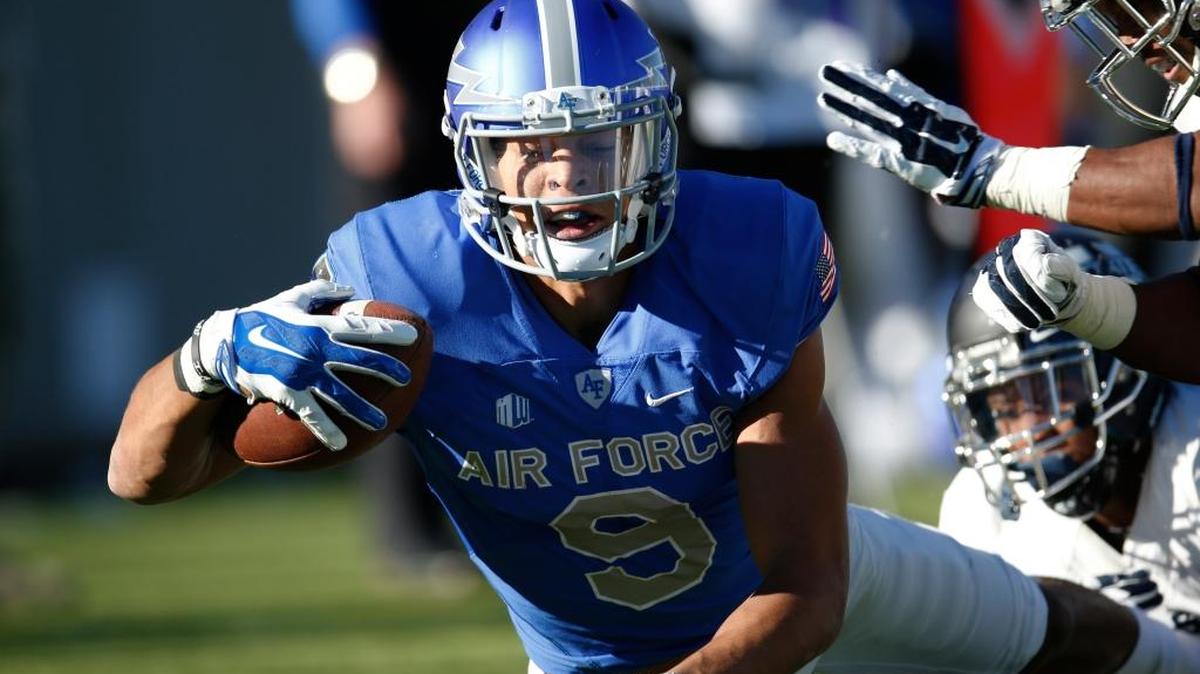 Air Force wide receiver Jalen Robinette had seven catches for 210 yards, the most by a Falcon since 1978 and the third highest single-game total in program history.