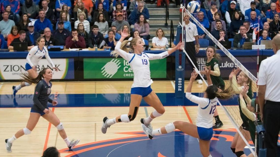 The Boise State volleyball team defeated Colorado State on Wednesday, above, and Wyoming on Friday to secure a berth to the NCAA Tournament.