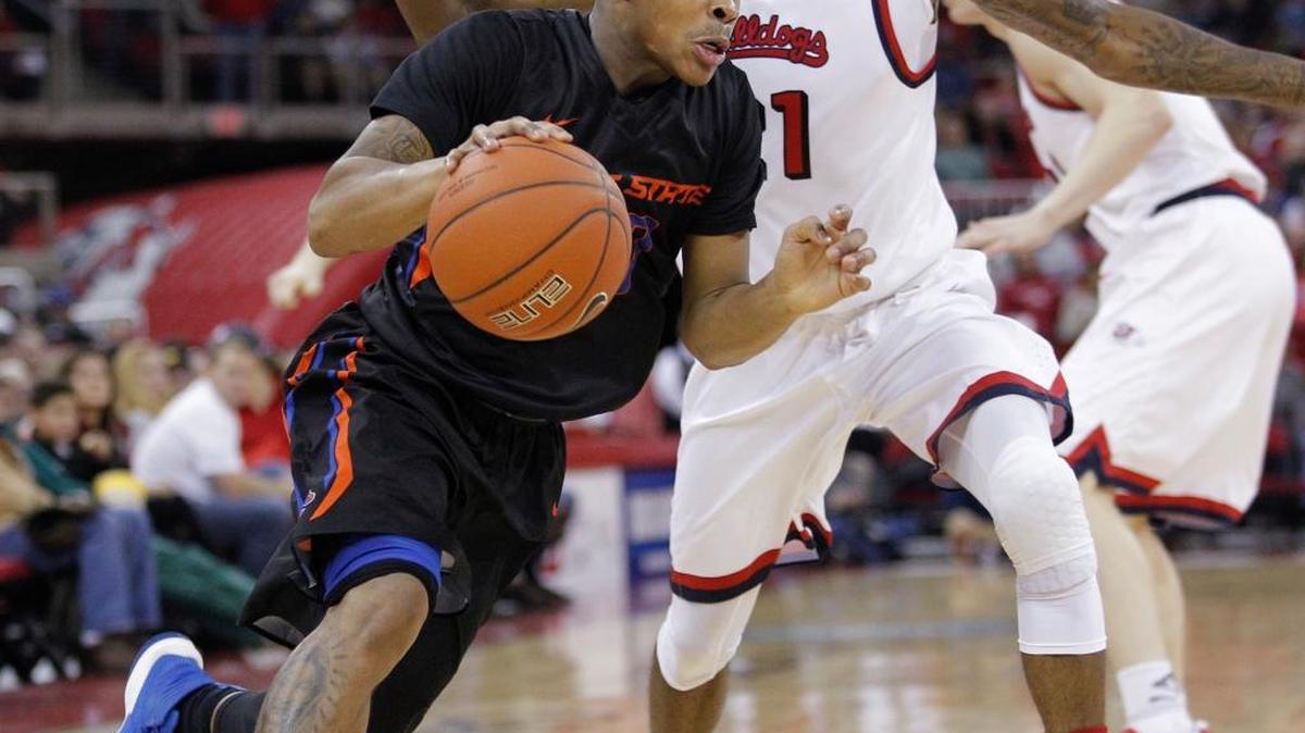 Boise State has one conference road blemish this season — an 89-80 loss at Fresno State on Jan. 14. Paris Austin, left, is averaging 14 points per game in six MW away games, including a season-high 25 at Colorado State on Jan. 31.