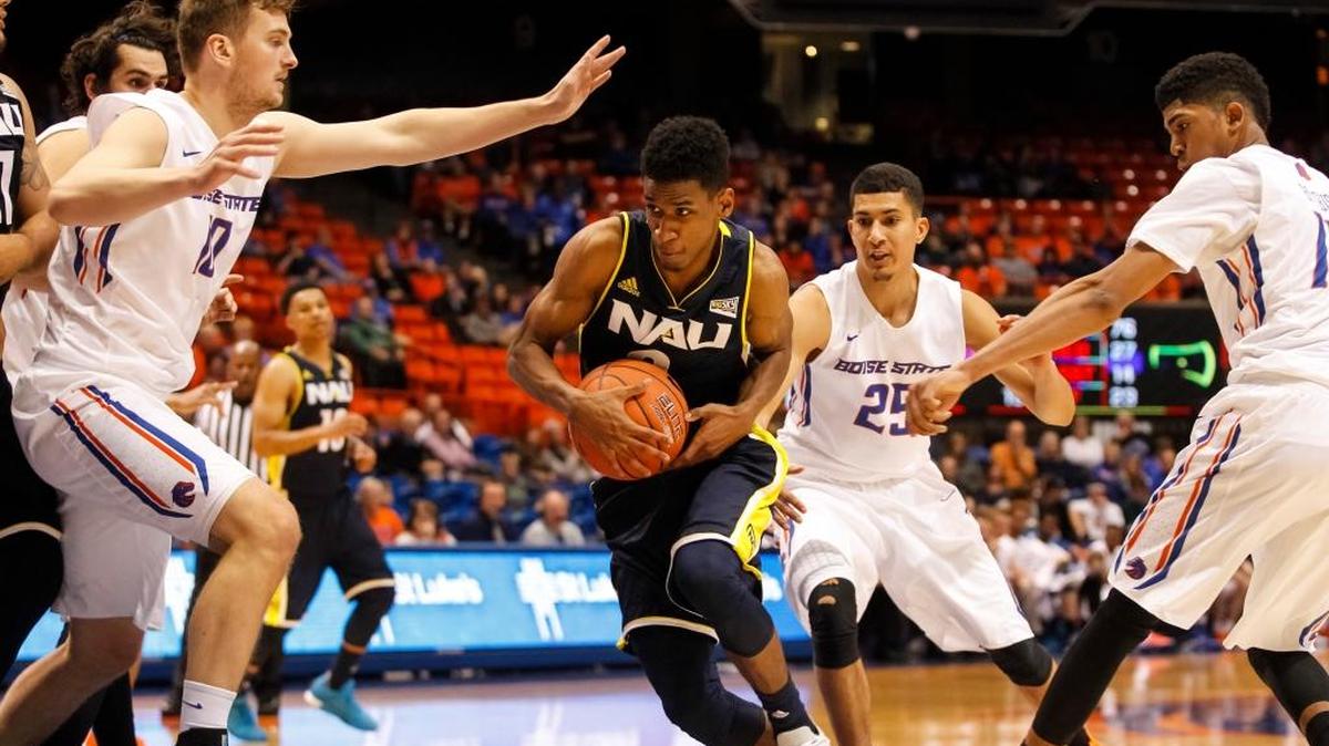 Boise State’s Robin Jorch plays defense against Northern Arizona during their game in Boise on Nov. 16, 2015. Boise State won 101-81.