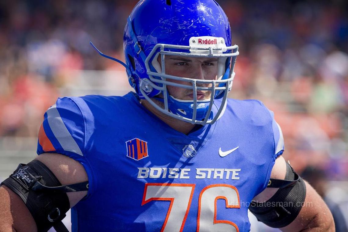 Boise State offensive lineman Ezra Cleveland.