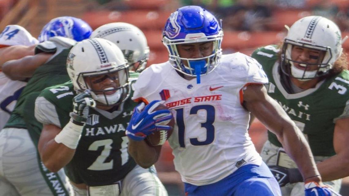 Jeremy McNichols is No. 5 in the Football Bowl Subdivision with 1,663 rushing yards and No. 2 with 27 total TDs, two behind Western Kentucky running back Anthony Wales, whose season is complete. Should McNichols return to BSU, he is on pace to set the school’s rushing (4,475 yards) and total touchdown records (68). He currently has 3,159 career rushing yards and 55 total touchdowns.