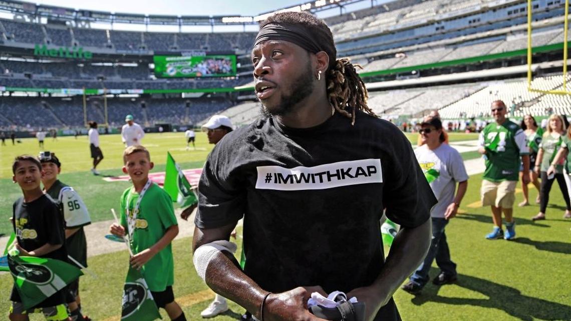 Miami Dolphins running back Jay Ajayi, a former Boise State football player, and several other Dolphins players wore T-shirts in support of Colin Kaepernick on Sunday.