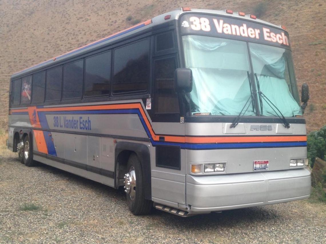 A look at the bus Leighton Vander Esch’s father purchased to take fans from Riggins to Boise State games.