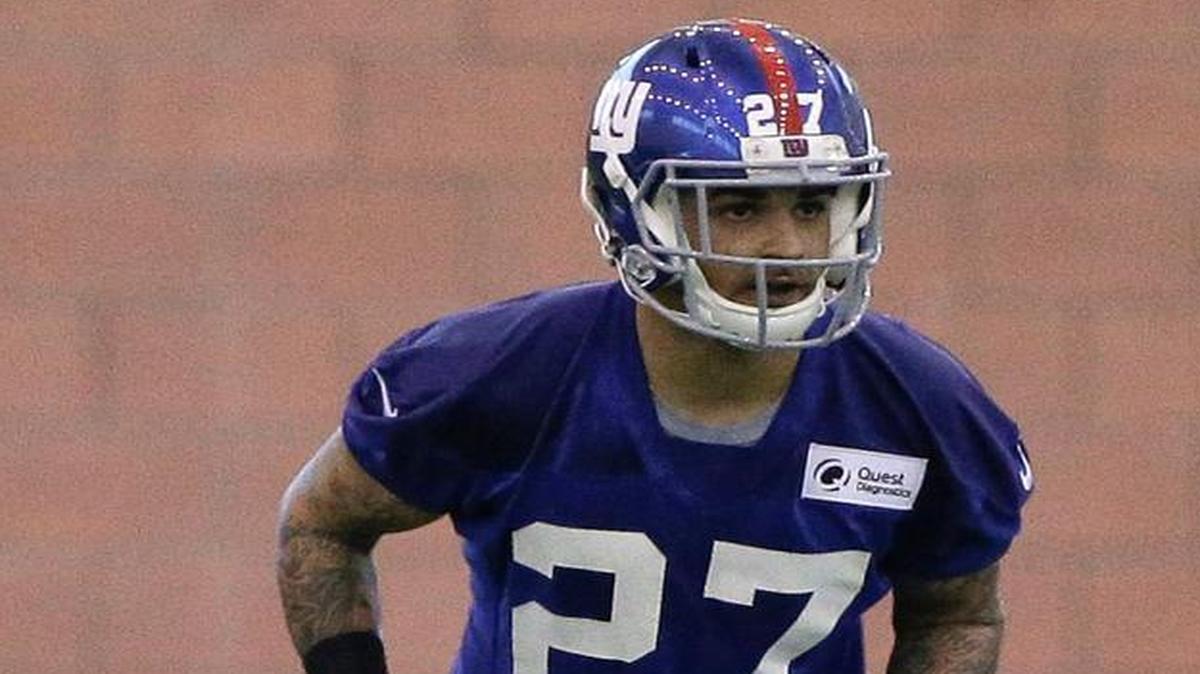 New York Giants safety Darian Thompson runs through a drill during rookie camp Friday in East Rutherford, N.J.