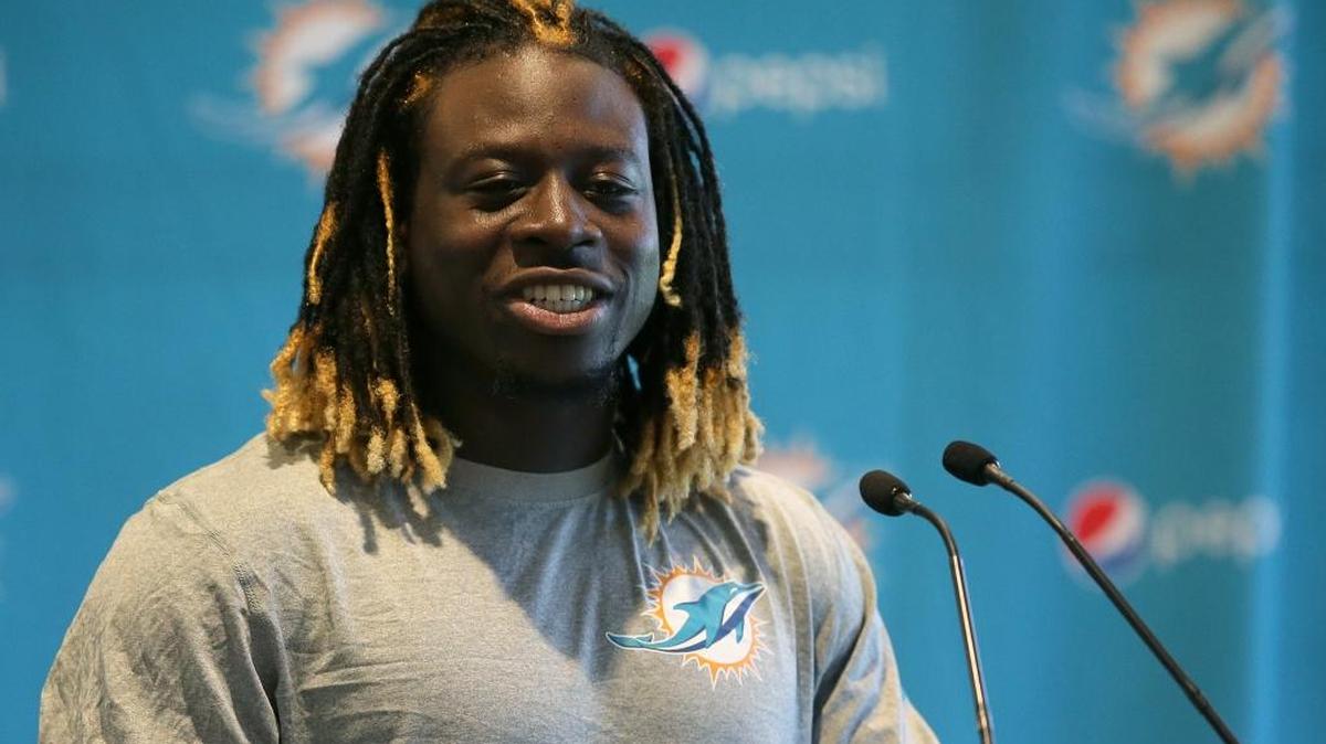 Jay Ajayi speaks an Oct. 2 during a press conference in London. The rookie from Boise State has 89 rushing yards on 11 carries in two NFL games.