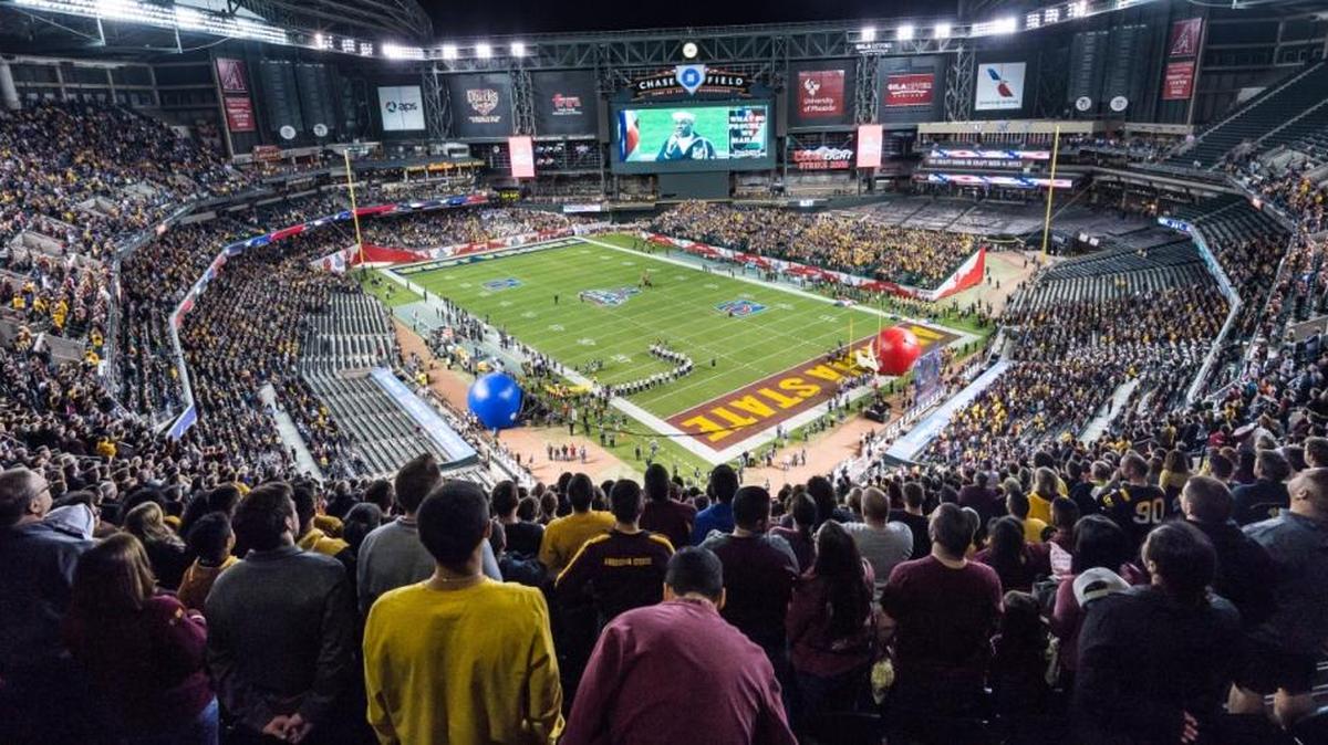 A view of the Cactus Bowl at Chase Field in Phoenix before Arizona State and West Virginia squared off Jan. 2. The baseball stadium will again be a football venue Dec. 27, when Boise State plays Baylor.