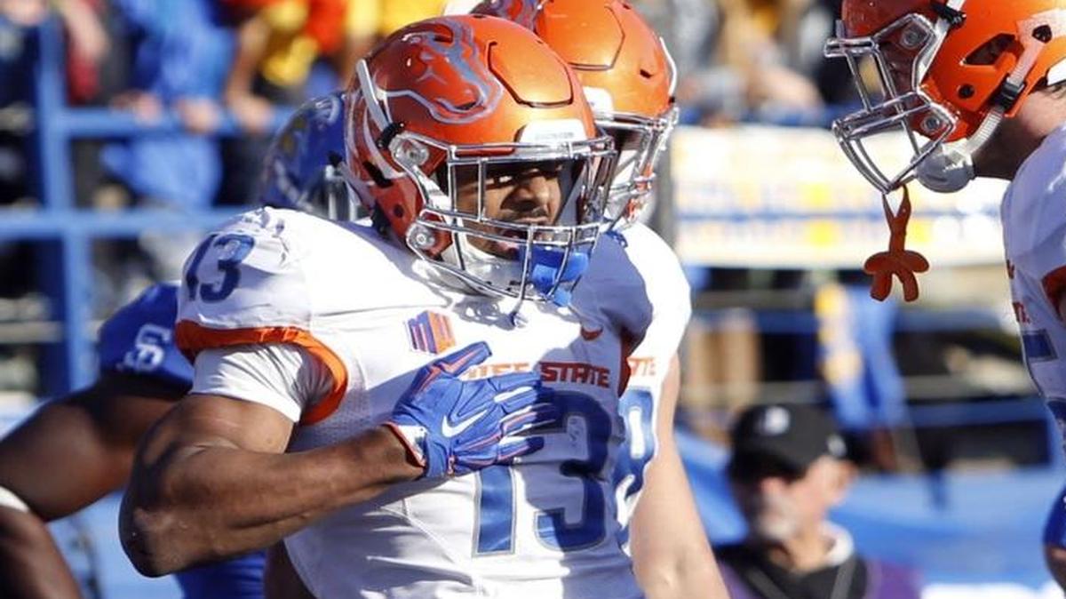 Boise State running back Jeremy McNichols, left, had 18 carries against Wyoming last week, his fewest since the season opener (nine at Louisiana). He only needed 20 against San Jose State last year to gain 192 yards and score two touchdowns, and he added six catches for 40 yards and a score.