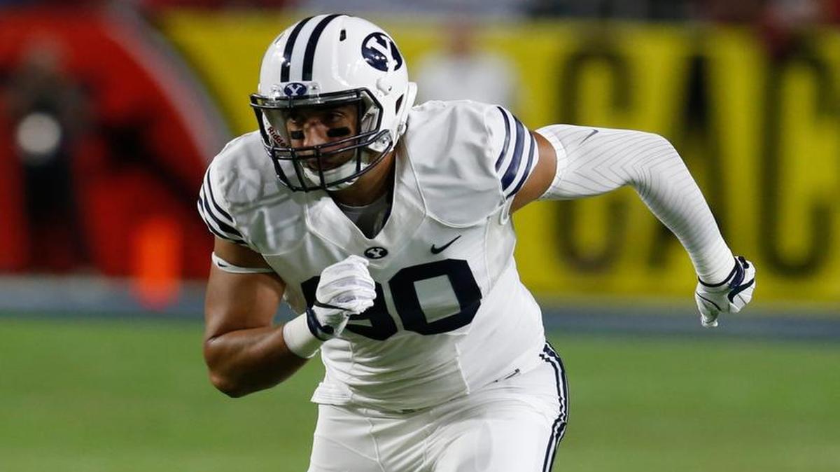 BYU end Corbin Kaufusi (6-foot-9, 270 pounds) brings one element of size to the Cougars’ defensive line. BYU also has five interior linemen who weigh at least 299 pounds.