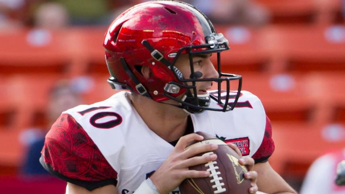 San Diego State quarterback Christian Chapman, shown during the 2015 Hawaii Bowl, threw for 283 yards and two touchdowns in a season-opening win over New Hampshire.
