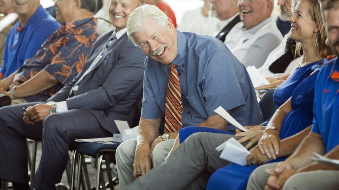 Laughter was shed along with a few tears at a celebration of life for Lyle H. Smith, who died July 26 at 101 years old. Bill Smith, center, spoke about his father at Thursday’s service: “The greatest honor for him was when a kid called him, ‘Coach,’ ” Bill said.