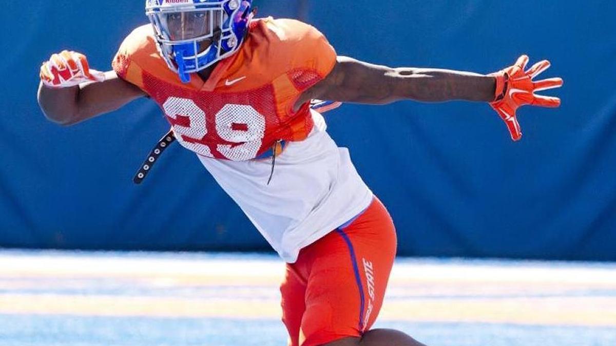 Boise State safety Dylan Sumner-Gardner, seen here during fall camp, will miss the Broncos’ first four games because of academic reasons.