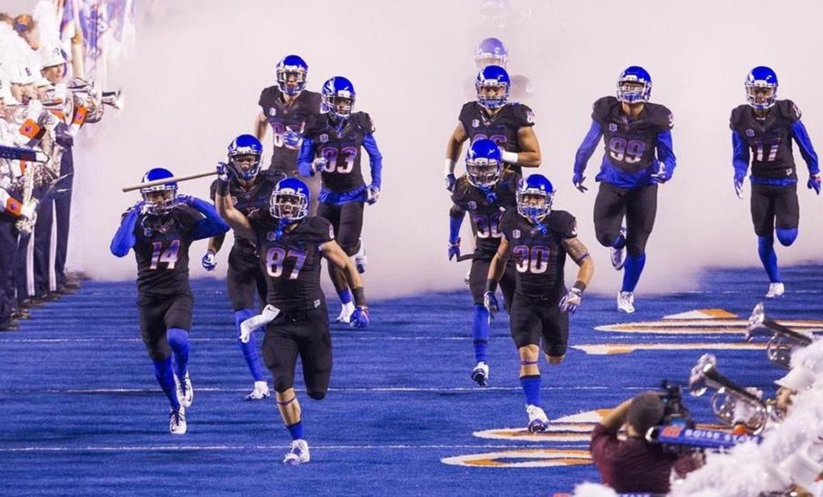 Boise State junior tight end Alec Dhaenens carries out the Hammer before Friday’s 45-31 win over San Jose State at Albertsons Stadium. Dhaenens had his first touchdown catch of the season in the fourth quarter.
