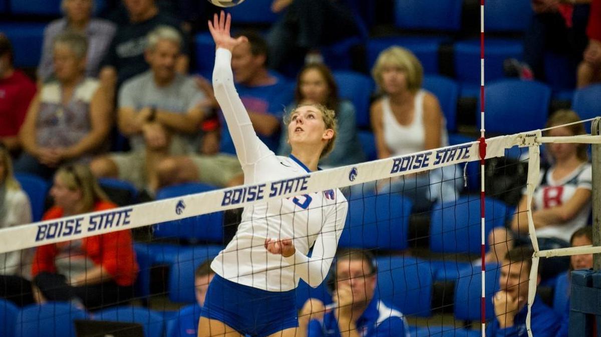 Boise State volleyball player Sierra Nobley plays indoor volleyball for the Broncos in the fall, and outdoor beach volleyball in the spring, both for coach Shawn Garus. “She’s pretty elite physically,’’ Garus said.