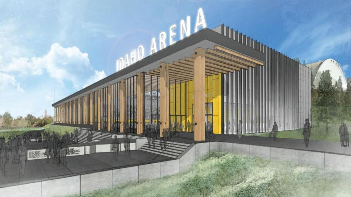This rendering depicts the plans for the Idaho Arena, an athletics facility for the University of Idaho’s volleyball and basketball teams.
