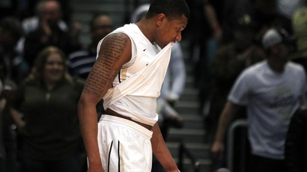 Idaho guard Perrion Callandret walks off the court after Idaho defeated Eastern Washington 77-73 in the Big Sky Conference tournament Thursday in Reno, Nev.