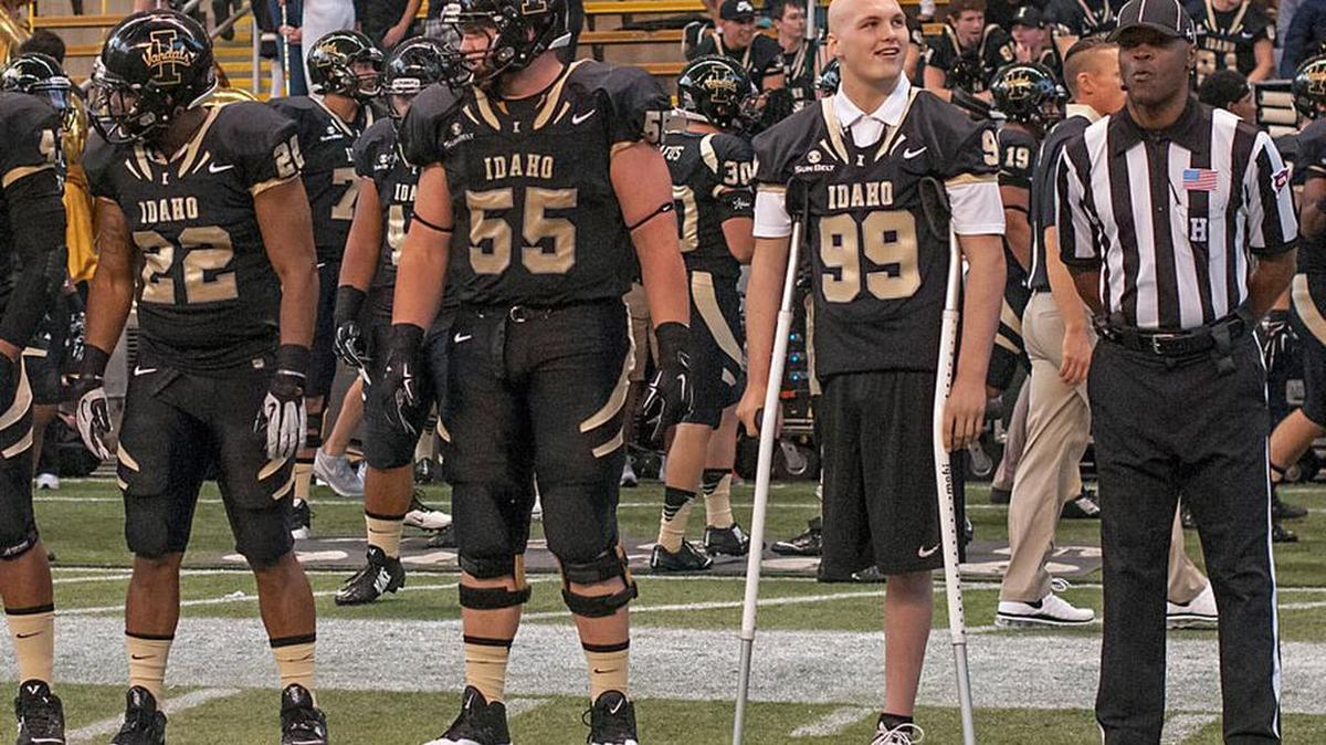Jace Malek (99) was one of the Idaho football team’s captains for the Vadnals’ season opener Sept. 3 against Ohio. After fighting cancer for more than a year, Malek died Sunday.