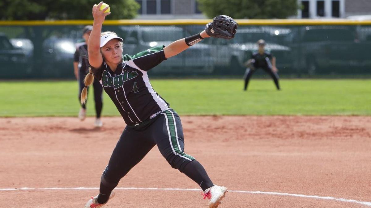Eagle senior Bradie Fillmore pitches against Mountain View in the 5A District Three softball semifinals May 10.