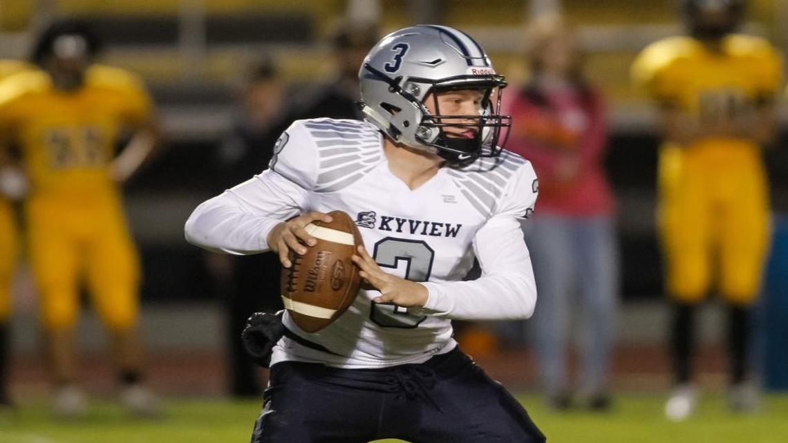 Skyview sophomore quarterback Wyatt Storer will be a senior when the Hawks move up to the 5A classification during the 2018-19 school year.