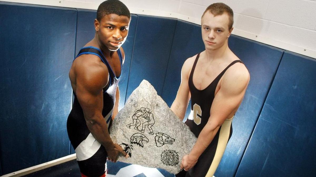 This 300-pound granite stone is a traveling trophy that goes to the winning wrestling team of the annual Grapple for the Granite, a quad meet that features the Boise School District’s four public high schools — Boise, Borah, Capital and Timberline.
