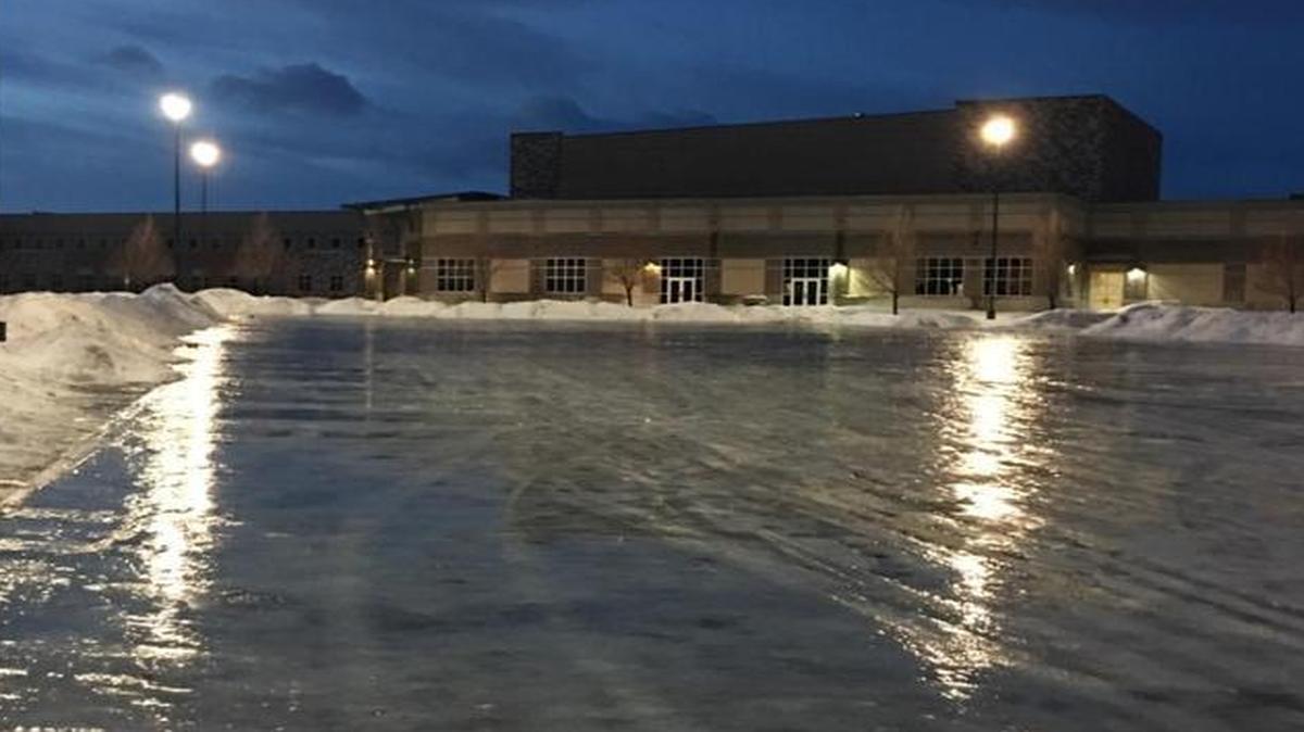The parking lot at Mountain View High in Meridian was a sheet of ice Monday morning.