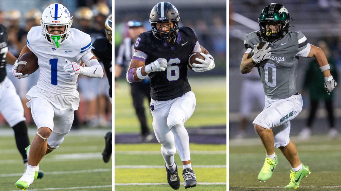 From left to right, Timberline’s Hudson Lewis, Rocky Mountain’s Rasean Jones and Eagle’s Noah Burnham were all honored on the 6A SIC all-conference football teams.