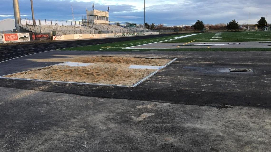 The long, triple and high jump pits at Eagle High are still not ready for the 2018 season six weeks ahead of the first practice. Sprinturf can’t finish the project until temperatures remain above freezing for a week, West Ada spokesman Eric Exline said.