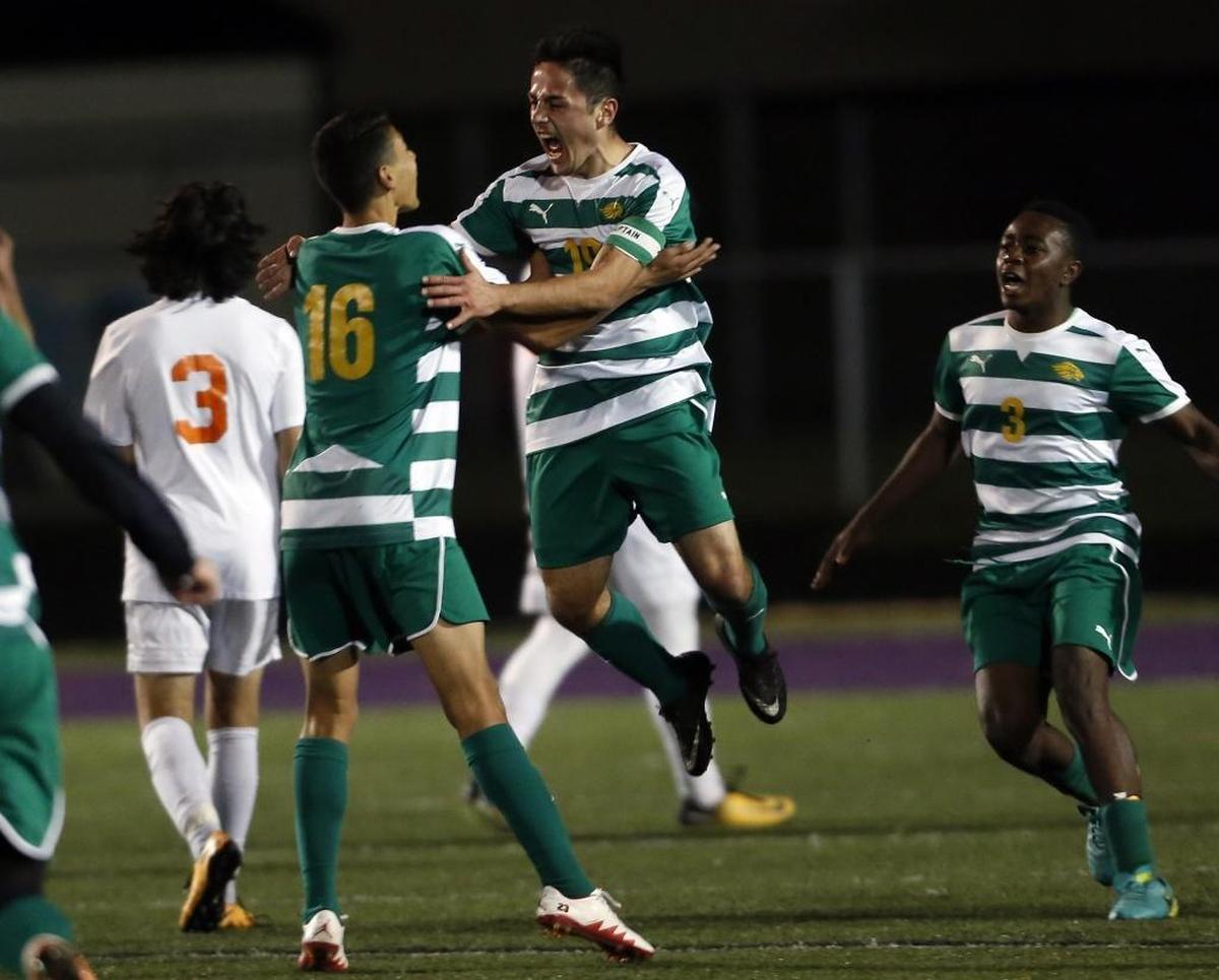 Borah’s Ahmed Ibrahimovic celebrates his game-winning goal in the 5A state championship game last fall. Ibrahimovic was voted the 5A player of the year by the Idaho High School Coaches Association.