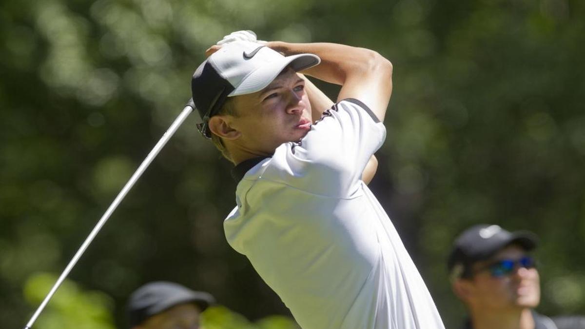 Rocky Mountain’s Carson Barry, pictured competing at the 2016 5A state tournament at BanBury, has a two-stroke lead after the first day of this year’s state tournament at Teton Lakes Golf Course in Rexburg.