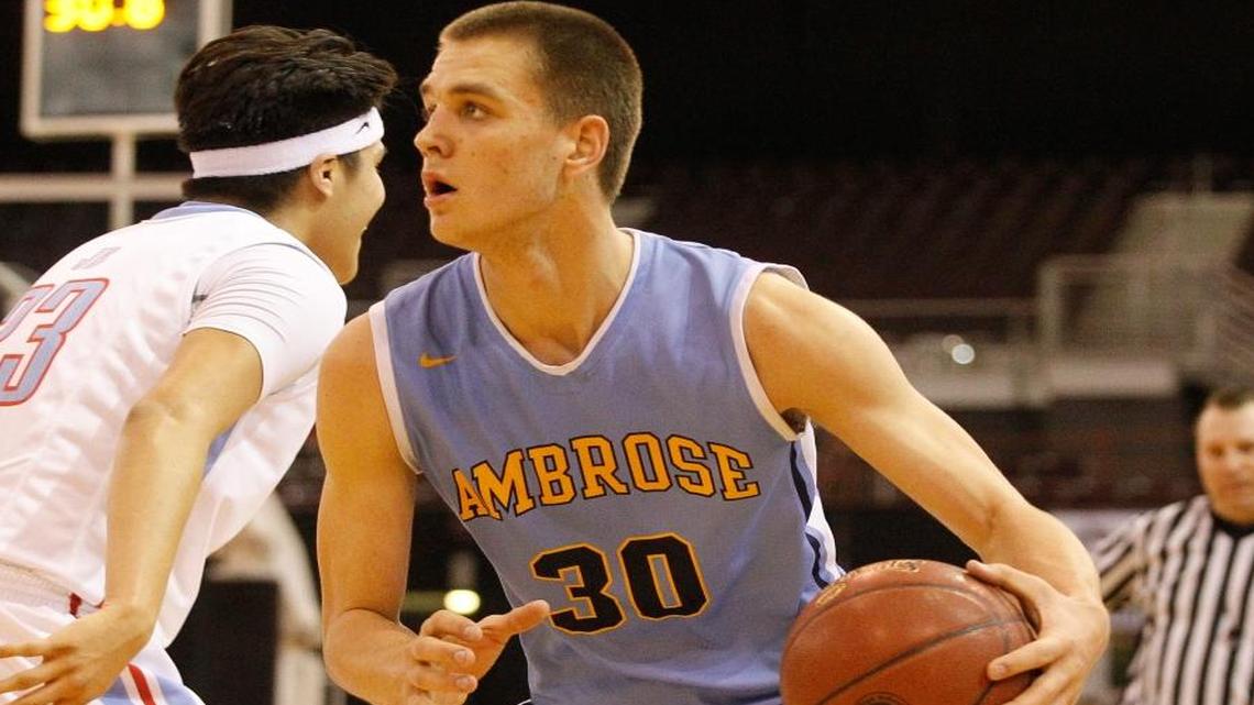 Ambrose’s Travis Yenor looks toward the basket during the second half of the 1A Division I state championship against Lapwai.