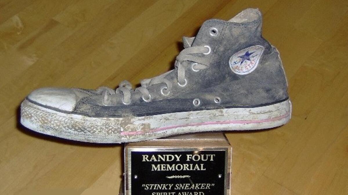 Meridian and Mountain View high schools battle every basketball season for the Randy Fout Memorial Stinky Sneaker Spirit Award.