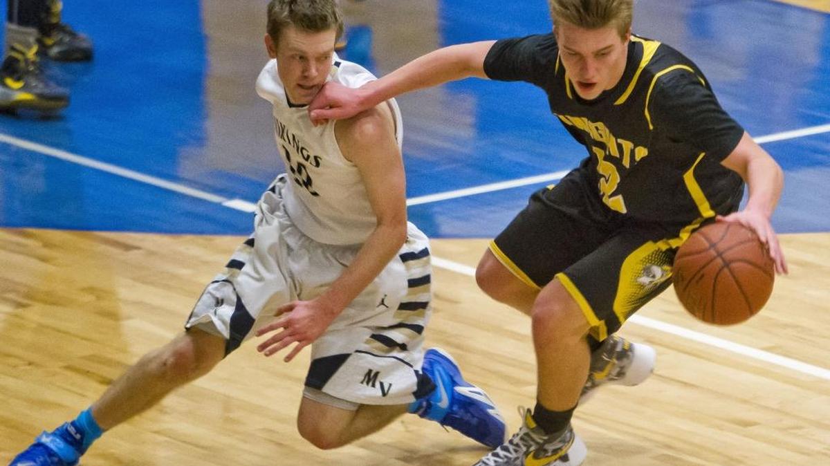 Bishop Kelly guard Max Rice, right, and the rest of the Knights flew under the radar as 4A Southern Idaho Conference teams beat up on each other this season. But Bishop Kelly, the reigning state runner-up, could mount another run to the finals.