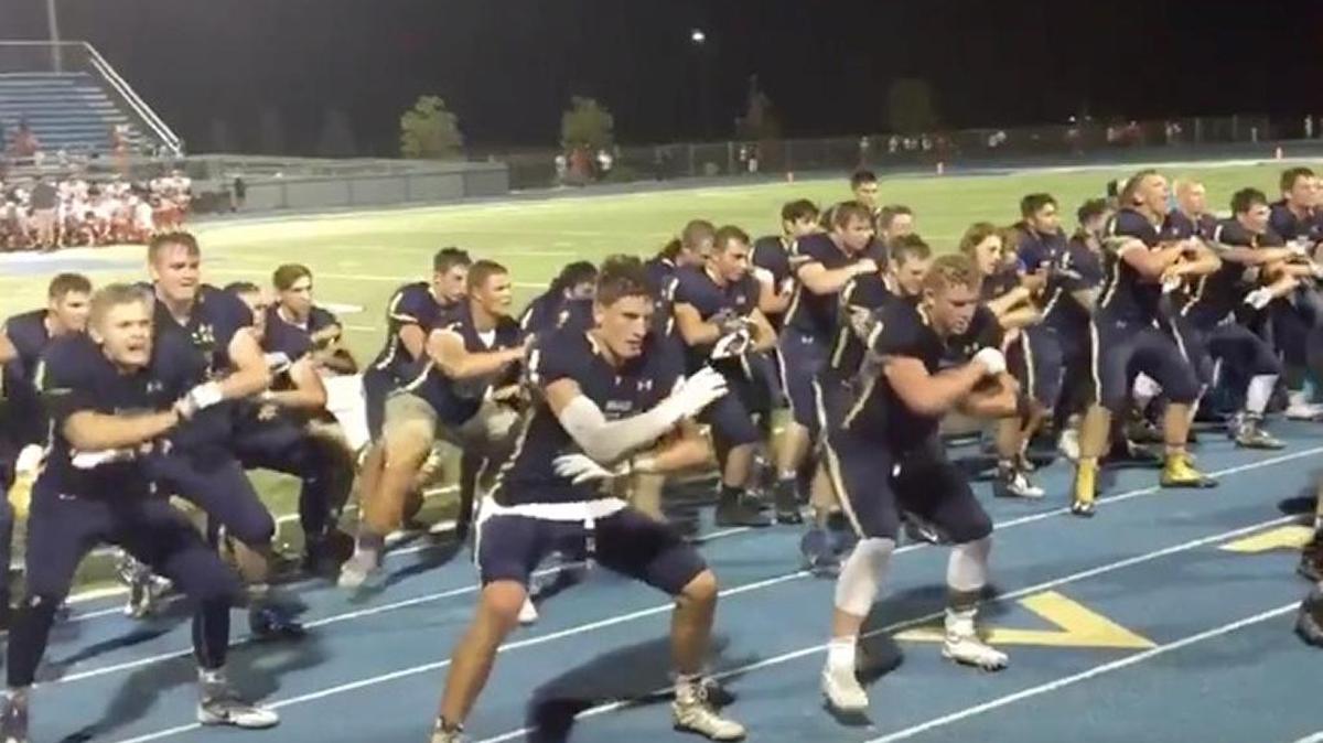 Middleton players perform the haka at a game this fall.