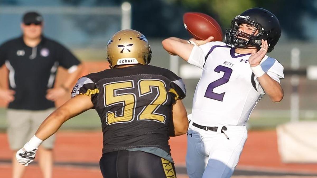 Rocky Mountain quarterback Thomas Perkins unleashes a throw against Capital on Sept. 1 at Dona Larsen Park.
