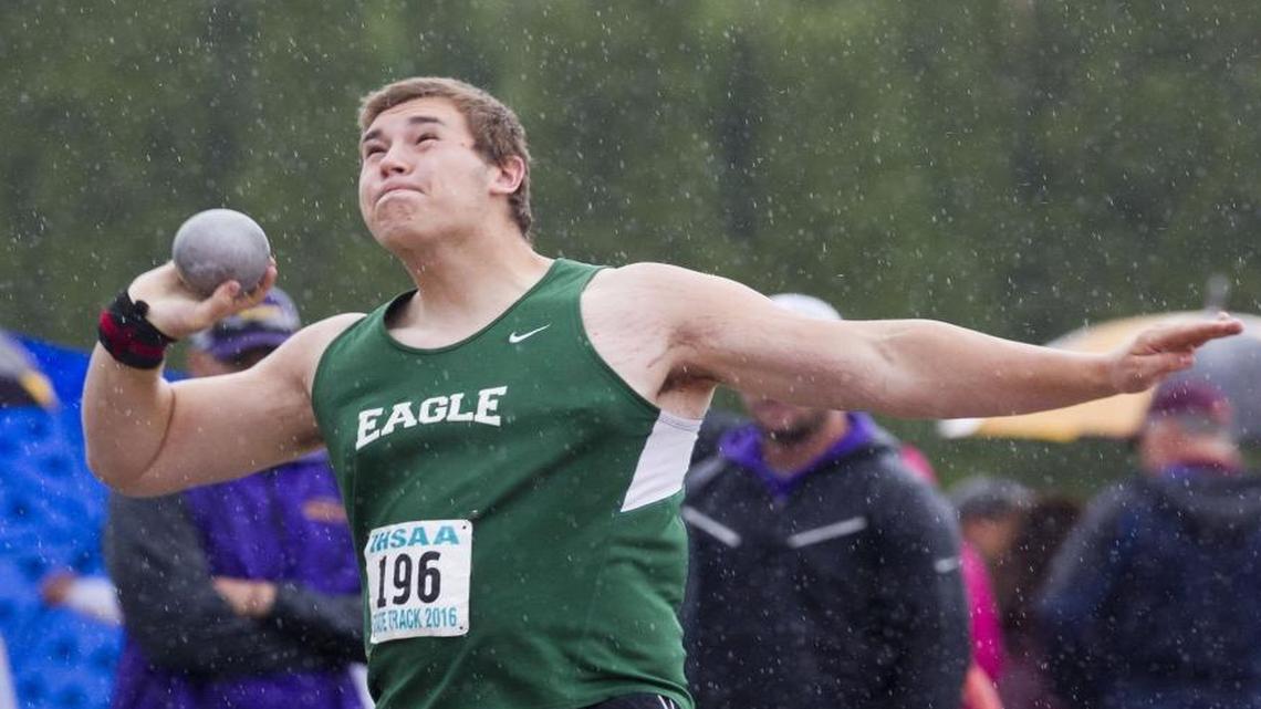Alec Kuzmack of Eagle finished third in the shot put (56 feet, 1 3/4 inches) at the 5A state track and field meet in May at Dona Larsen Park. He also took fourth in the discus (164-8).