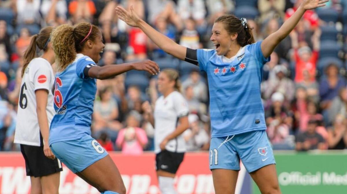 Centennial High graduate Sofia Huerta, right, will train with the U.S. women’s soccer team this summer during the Tournament of Nations.