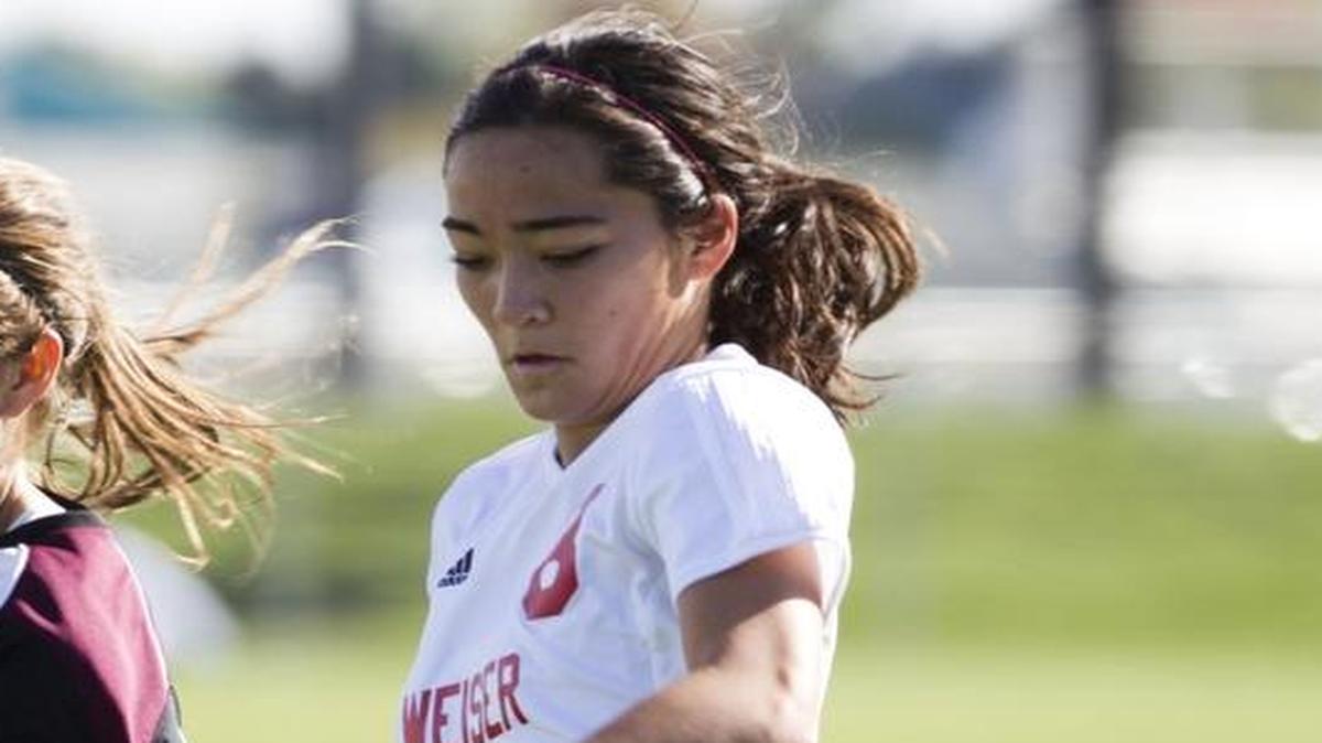 Lauren Bouvia, right, scored 98 goals as a senior at Weiser High.