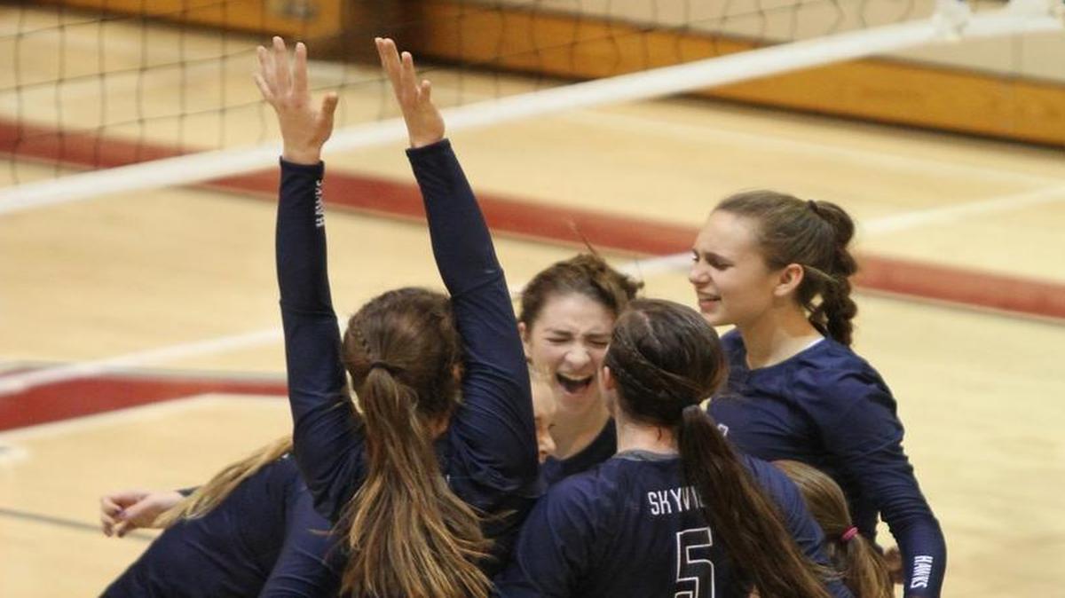 The Skyview volleyball team won the first 4A state championship in program history with a five-set victory over Idaho Falls on Saturday at Skyline High.