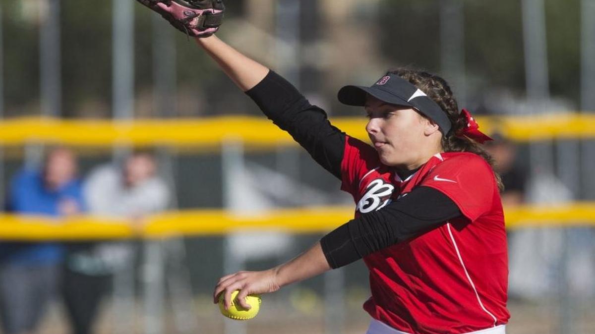 Eden Cook, shown pitching against Rocky Mountain during the 2016 5A District Three Tournament, pitched the Braves to three wins last week in 5A SIC action.