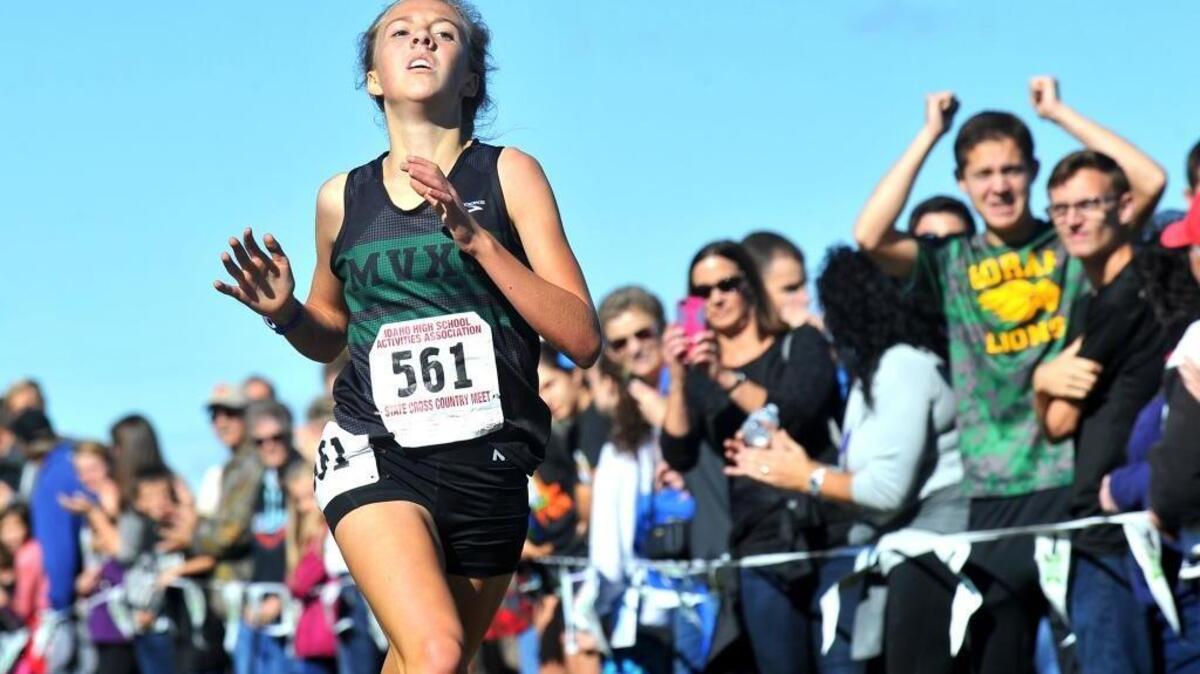 Lexy Halladay of Mountain View won the 5A girls state cross country meet Saturday in Pocatello