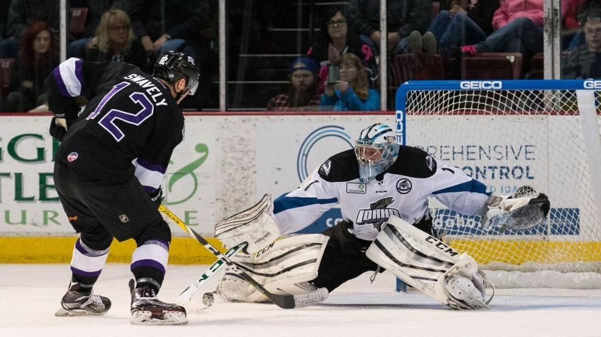 Steelheads coach Neil Graham declined to say who would start in net for Idaho on Wednesday night, but he said the team is likely to use Branden Komm, above, and Dallas Stars prospect Philippe Desrosiers during this week’s three-game series against Alaska.