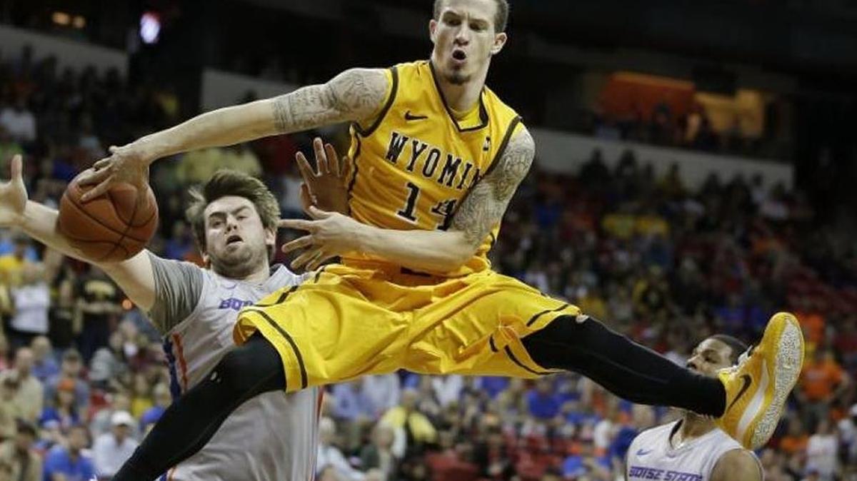 Wyoming’s Josh Adams, seen here last year at the Mountain West Tournament in Las Vegas against Boise State, was selected the 2015-16 Player of the Year by the conference’s media.