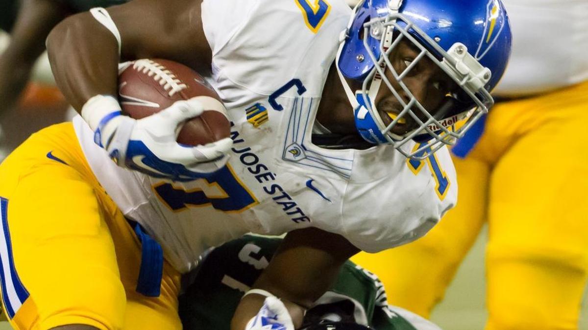 San Jose State running back Tyler Ervin has at least 100 yards from scrimmage in eight games this season, including 176 against Hawaii on Saturday.
