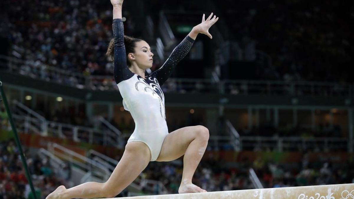 New Zealand’s Courtney McGregor performs on the balance beam during the artistic gymnastics women’s qualification at the 2016 Summer Olympics in Rio de Janeiro, Brazil, Sunday, Aug. 7, 2016.